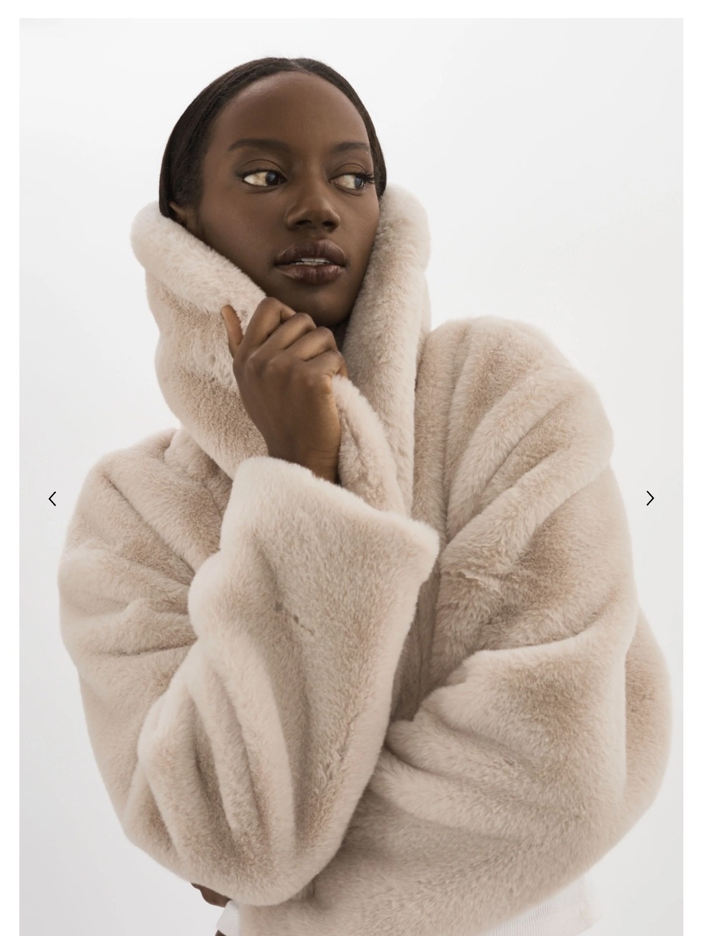 LAMARQUE. Plush Faux-Fur Jacket in Beige - Picture 6 of 10